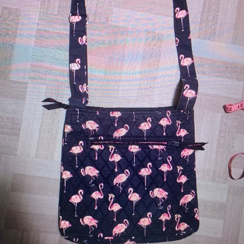 Vera Bradldy Quilted Pink Flamingo Crossbody Bag
